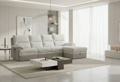 U3822 - Sectional With Pull Out Bed And USB - Light Gray