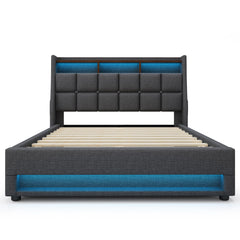 Upholstered Platform Bed With A Hydraulic Storage System, LED And USB Charging (Without Mattress)