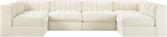 Rummi - Armless Velvet Performance Fabric Upholstered 6 Piece Modular Sectional