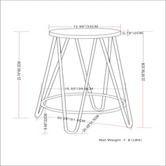 Simeon - Multifunctional Metal Stool With Wood Seat