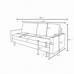 Couch, 3 Seat Sofa With Removable Cushion - Beige