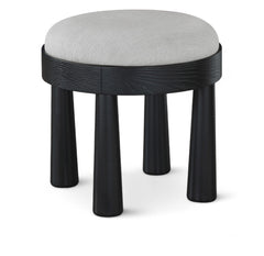 Larea - Linen Textured Fabric Ottoman - Black Base