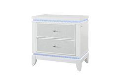 Alina - Nightstand With Cooler, LED, Speaker And USB - White