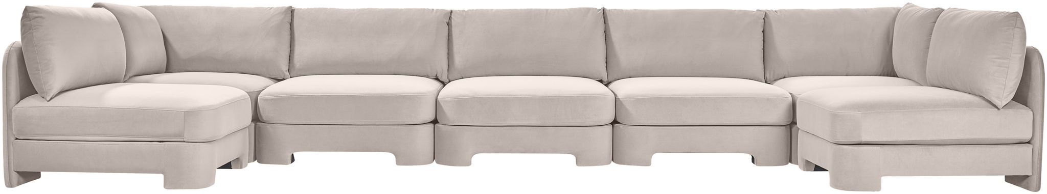 Hammond - Velvet Performance Fabric Upholstered 7 Piece U-Shaped Armless Sectional
