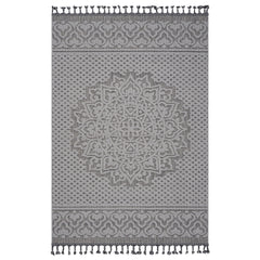 Guros - 6' X 9' Medallion Indoor / Outdoor Area Rug - Gray / White