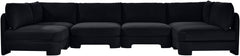 Hammond - Velvet Performance Fabric Upholstered 6 Piece U-Shaped Armless Sectional