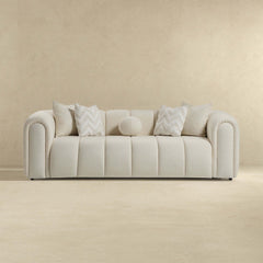 Beatrice - Modern Tufted Sofa - Ivory / White