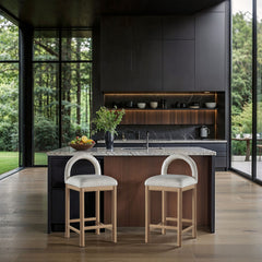 Conrad - Linen Counter Stool With Natural Legs