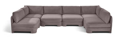 Hammond - Velvet Performance Fabric Upholstered 6 Piece U-Shaped Armless Sectional