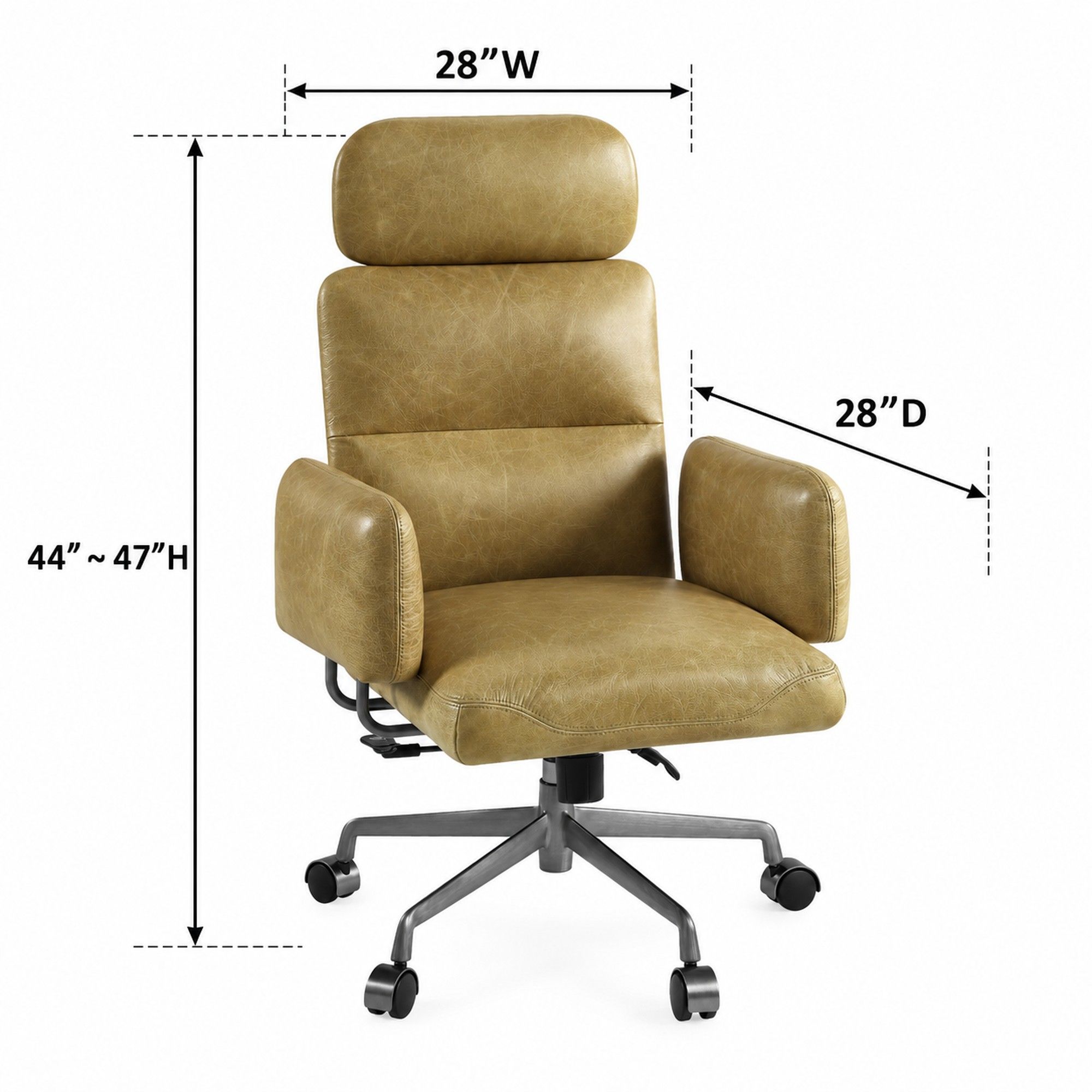 Davu Vintage Top Grain Leather & Iron Swivel Office Chair