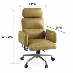 Davu Vintage Top Grain Leather & Iron Swivel Office Chair