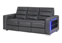 Ylime - Power Reclining Sofa With Bookcase LED - Charcoal
