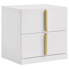 Ines - 2-Drawer Nightstand Bedside Table - White High Gloss
