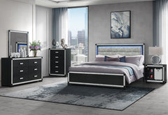 Soleil - 5 Piece Queen Bedroom Set With Cooler And Speaker - Charcoal