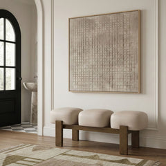 Woodcrest - Vegan Leather Upholstered Bench - Painted Brown Walnut Base