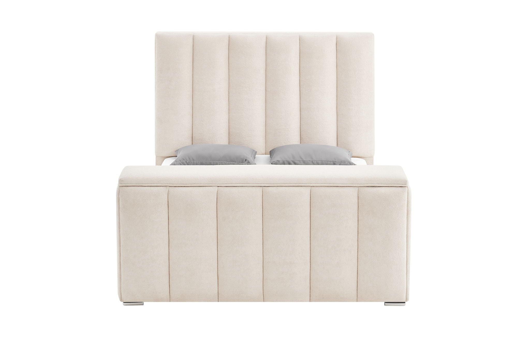 Serenity - King Bed With Speaker, TV Lift, Fireplace - Cream