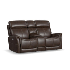 View - Power Reclining Loveseat With Console, Power Headrest & Lumbar
