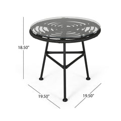 Petrichor - Outdoor Side Table With Tempered Glass And Steel Frame