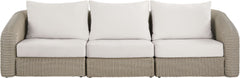 Seacrest - Olefin Water Resistant Fabric And Wicker 3 Piece Outdoor Patio Modular Sofa