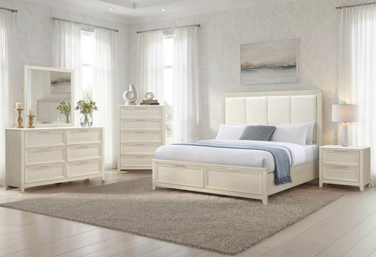 Mariah - 5 Piece Full Bedroom Set (Bed, Dresser & Mirror, Nightstand, Chest) - Beige