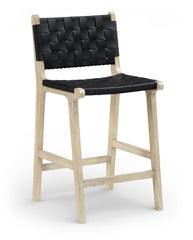 Entwine - Vegan Leather Upholstered Counter Stool - Painted Natural