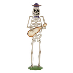 Halloween Skeleton Guitar Yard Decoration For Outdoor Porch - Ivory White