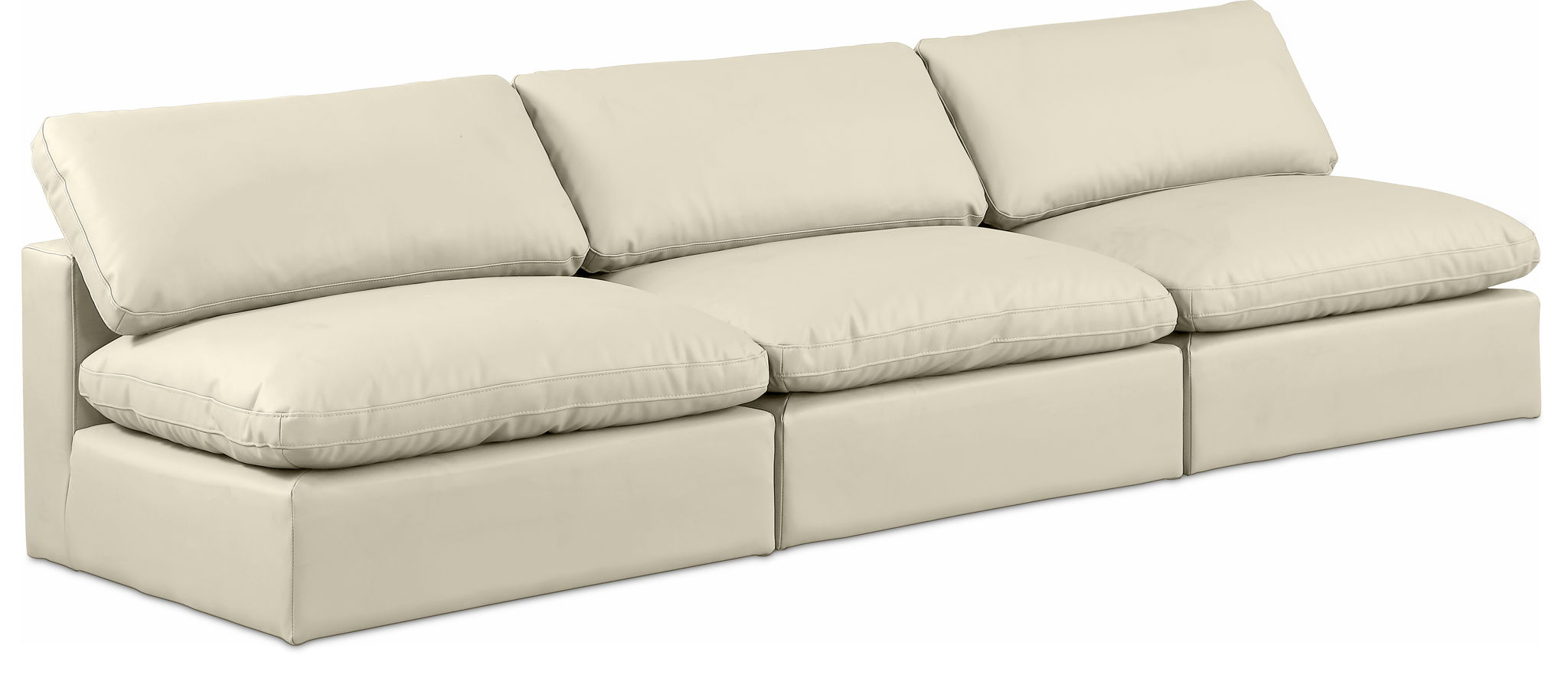 Comfy - Faux Leather Modular Armless Sofa 3 Seats