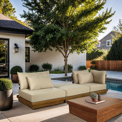 Mirella - 3 Piece Water Resistant Fabric Upholstered Outdoor Patio Modular Sofa