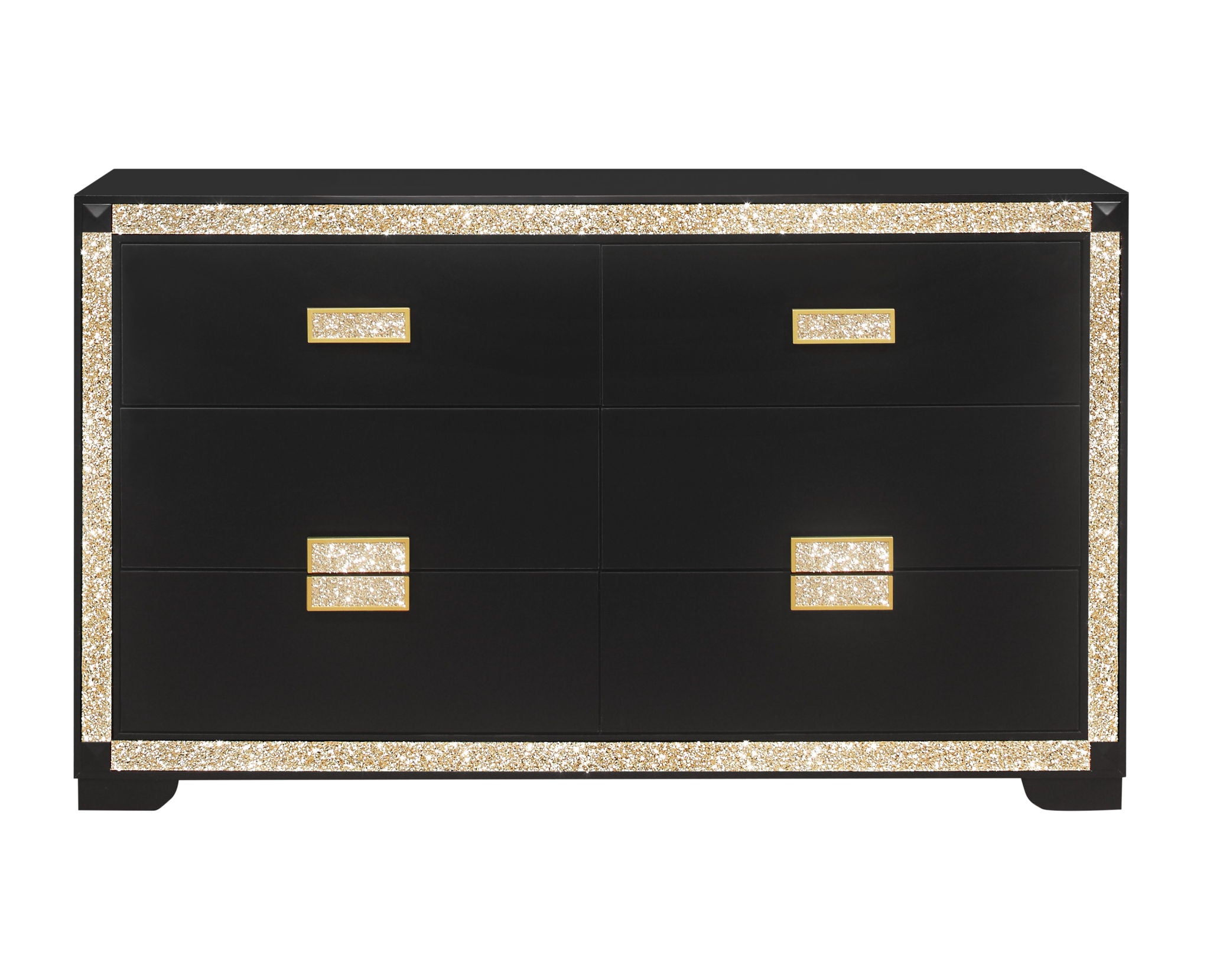 Blake - 4 Piece Full Bedroom Set (Bed With Lamps, Dresser, Mirror, Nightstand) - Black / Gold