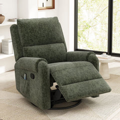 Manual Recliner Massage Chair With Swivel Rocker, 8 Massage Modes, Side Storage Pocket