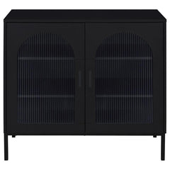 Jess - 2-Door Arched Fluted Glass Accent Cabinet - Black
