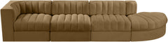 Rummi - Velvet Performance Fabric Upholstered 4 Piece Modular Sectional With Reverse Corner Chair