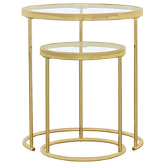 Maylin - 2 Piece Round Glass Top Nesting Table Set - Gold
