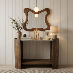 Solstice - Travertine And Mango Wood Table