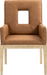 Gwendolyn - Faux Leather Dining Arm Chair With Natural Frame