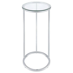 Kyle - Oval Glass Top C-Shaped Sofa Side Table - Chrome