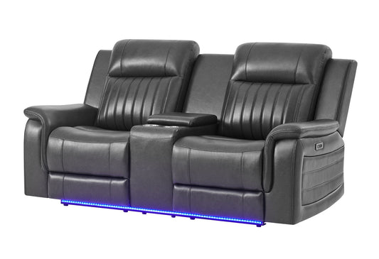 U8879 - 3 Piece Living Room Set (Sofa, Loveseat, Chair) - Charcoal