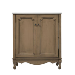 Vintage Bathroom Vanity With Ceramic Sink, Adjustable Shelves