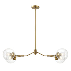 Jewel - 4 Lights Modern Farmhouse Chandelier Ceiling Hanging Light Fixture - Clear / Gold