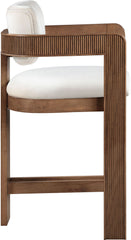 Sacha - Velvet Stool With Brown Base
