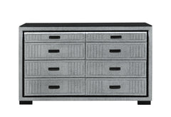 Isabella - 5 Piece Queen Bedroom Set (Queen Bed With LED, TV Lift, Bluetooth Speaker And Firpeplace Crystal) - Gray