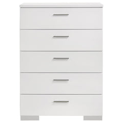 Felicity - 5-Drawer Bedroom Chest - White High Gloss