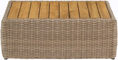 Seacrest - Teak Wood And Wicker Outdoor Patio Coffee Table