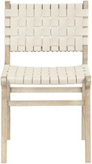 Entwine - Vegan Leather Upholstered Dining Chair - Painted Natural