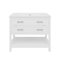 Bathroom Vanity With Ceramic Sink, Tip Out Tray & 2 Full Extension Drawers