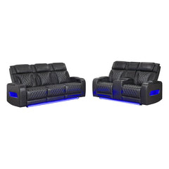 U8611 - Power Reclining Sofa With Power Headrest And LED / Power Console Reclining Loveseat With Power Headrest, LED And Speaker - Charcoal