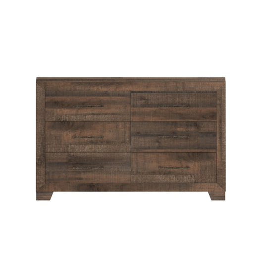 6 Drawer Wooden Dresser - Brown