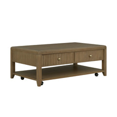 Reed - Rectangular Coffee Table With Casters - Driftwood Oak