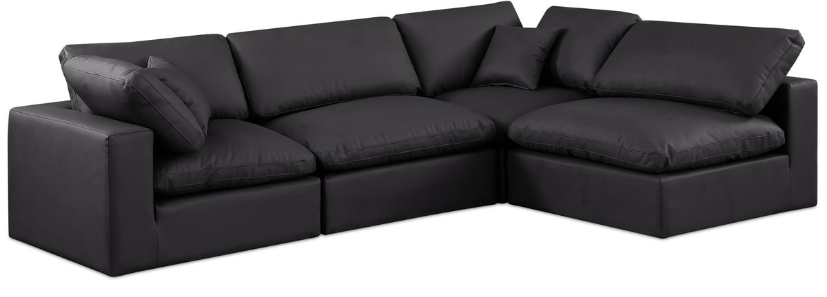 Comfy - 4 Piece Faux Leather Modular Armless Sectional
