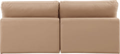 Comfy - Faux Leather Modular Armless Sofa 2 Pieces - Light Brown